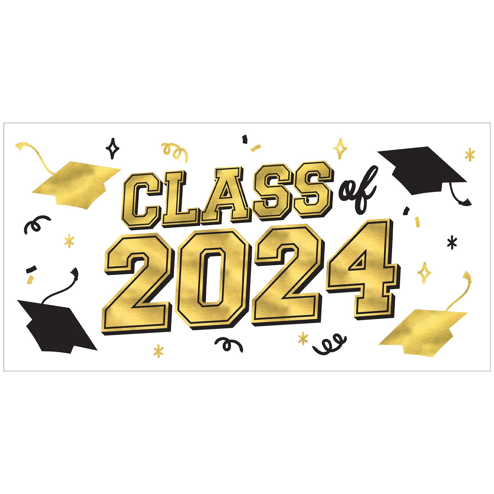 Grad 2024 Large Horizontal Banner - Black, Silver, Gold - Dakota Party