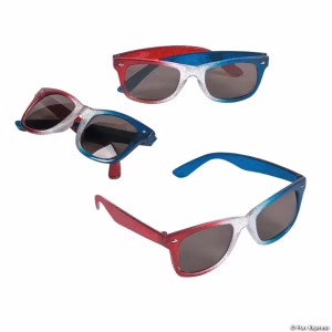 Patriotic Glitter Sunglasses,5 3/4" x 2" with 5 1/2" earpieces, Sold Individually